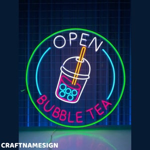 Open Bubble Tea Neon Sign, Bubble Tea Led Sign, Custom Neon Sign, Milk Tea Store Wall Decor, Boba Tea Shop Wall Art, Bubble Tea Led Light