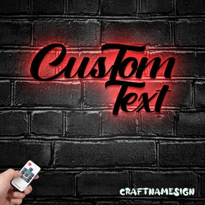 Your Custom Text Words Metal Wall Art LED Light - Personalized Name Sign Home Decor - Ideal for Home Decor & Gift