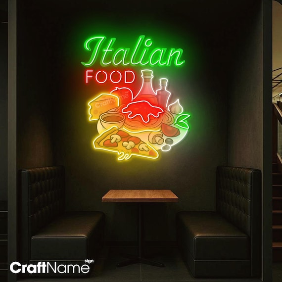 Italian Food Led Light Sign, Bright Neon Wall Decoration for