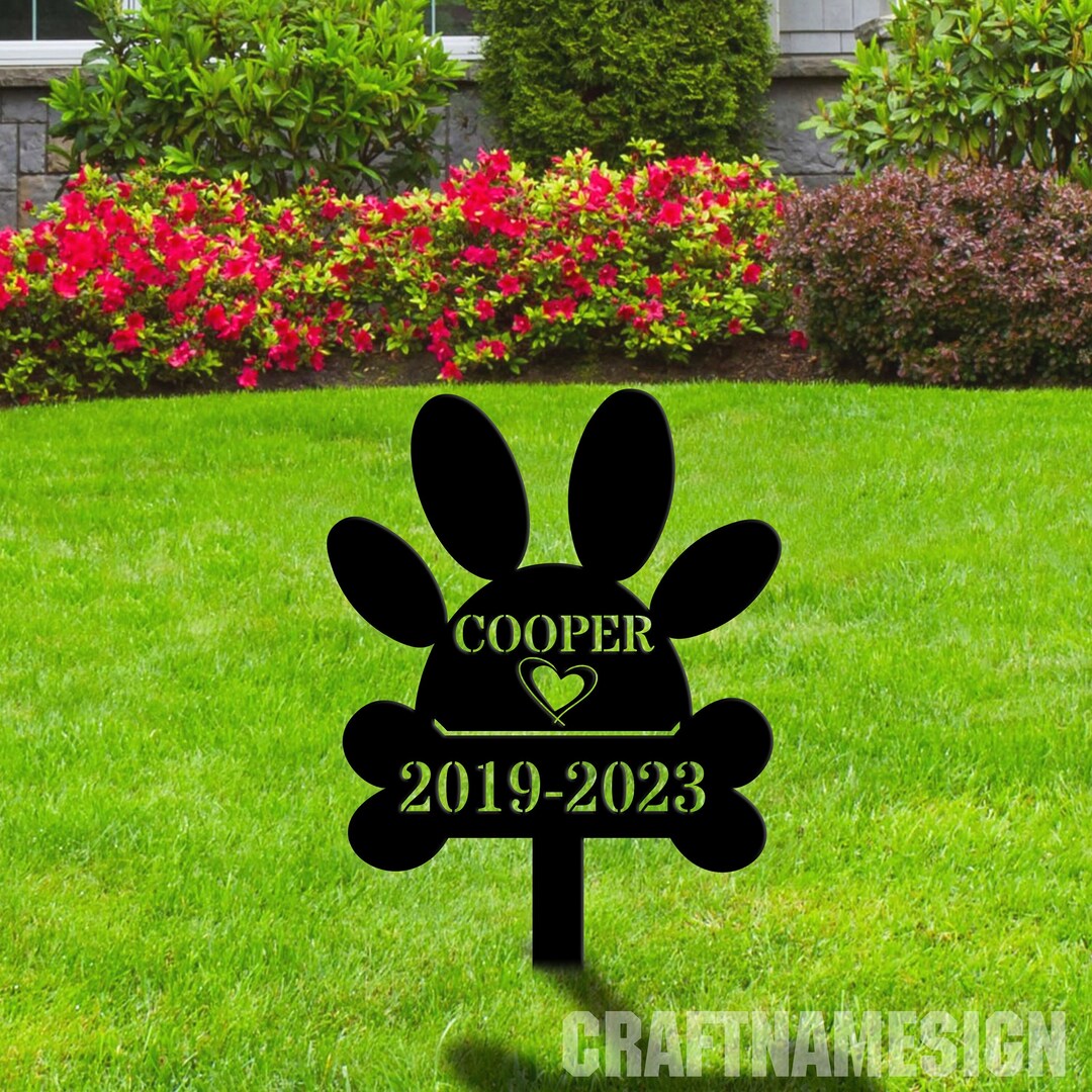 Personalized Paw Dog Memorial Stake, Memorial Plaque With Stake, Dog