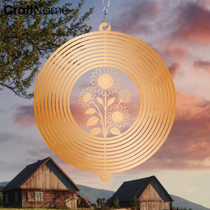 Sunflower Wind Spinner Copper Yard Art for Garden Decor, Hanging Windspinner Outdoor, Gift for Mom, Grandma or Flower Lovers
