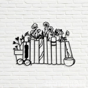 Floral Books Metal Sign,Bookshelf Sign,Custom Library Sign,Bookworm Sign,Book Club Decor,Reading Room Sign,Books Metal Wall Art