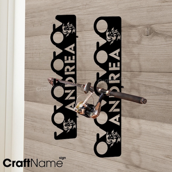 decorative fishing rod holders Custom Koi Fish Fishing Rod Rack, Fishing Pole Holder, Gift for Fishermen,  Cabin Wall Decor, Lake House Gift, Decorative Fishing Storage
