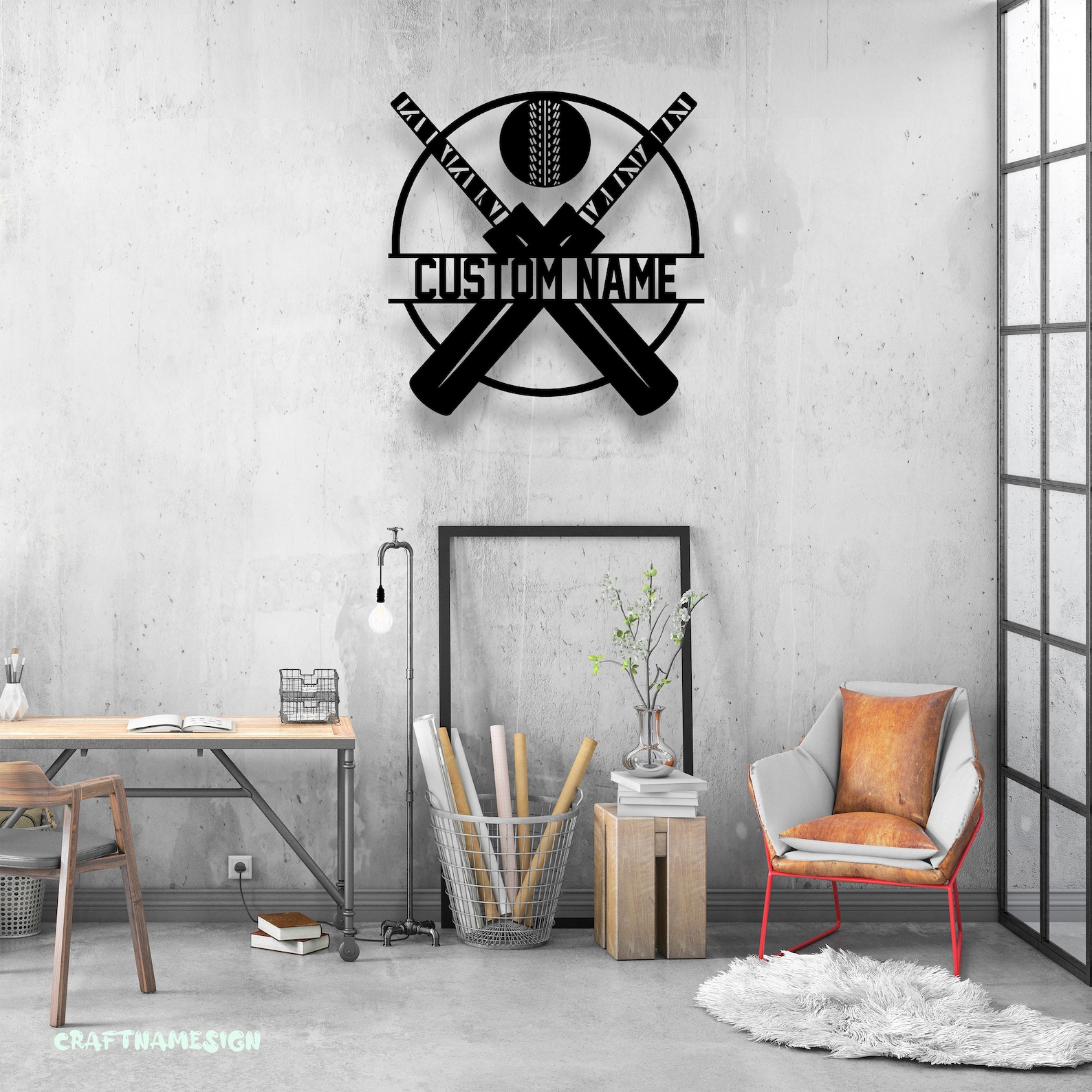 Custom Ball Cricket Bat Metal Wall Art LED Light - Personalized Cricket ...