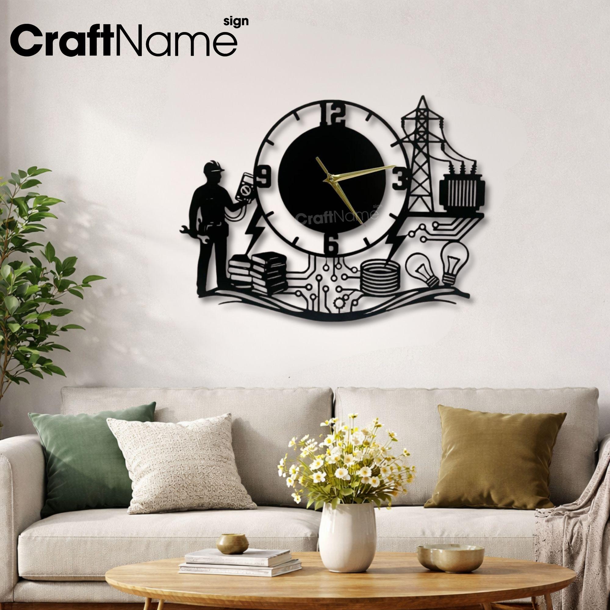 Electrician Metal Wall Clock, Modern Engineering Decor, Tech Themed ...