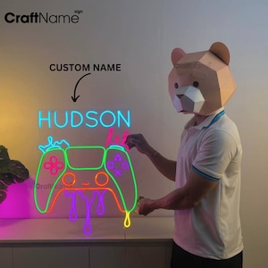 Melting Game Controller Led Sign, Game Controller Neon Sign for Game Room Wall Decor, Custom Gamer Name Sign, Gaming Wall Led Light