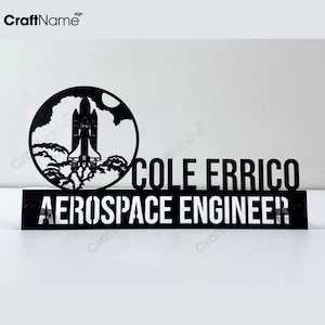 Custom Aerospace Engineer Wooden Desk Name Plate, Aircraft Engineer Metal Nameplate for desk, Desk Nameplate, Office Decor, New Job Gift