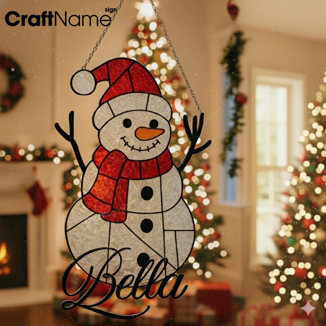 Handmade Snowman Stained Glass Suncatcher, Christmas Window Hanging ...