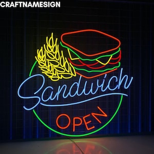 Sandwich Open Led Sign, Sandwich Fast Food Neon Sign, Custom Neon Sign, Sandwich Restaurant Decor, Sandwich Store Art, Sandwich Lover Gift