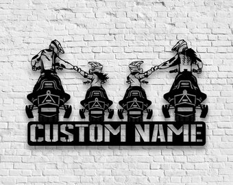 Custom Family Snowmobile Metal Wall Art LED Light | Personalized Ski-Doo Name Sign | Home Decor Motor Sled Biker Decoration