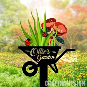 Custom Ladybug Metal Garden Stake Outdoor Sign, Ladybug Garden With Stake, Personalized Backyard Ladybug Flower Garden Metal Stake