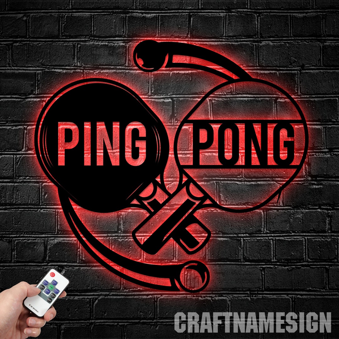 Table Tennis Metal Wall Art Led Light Table Tennis Player Etsy