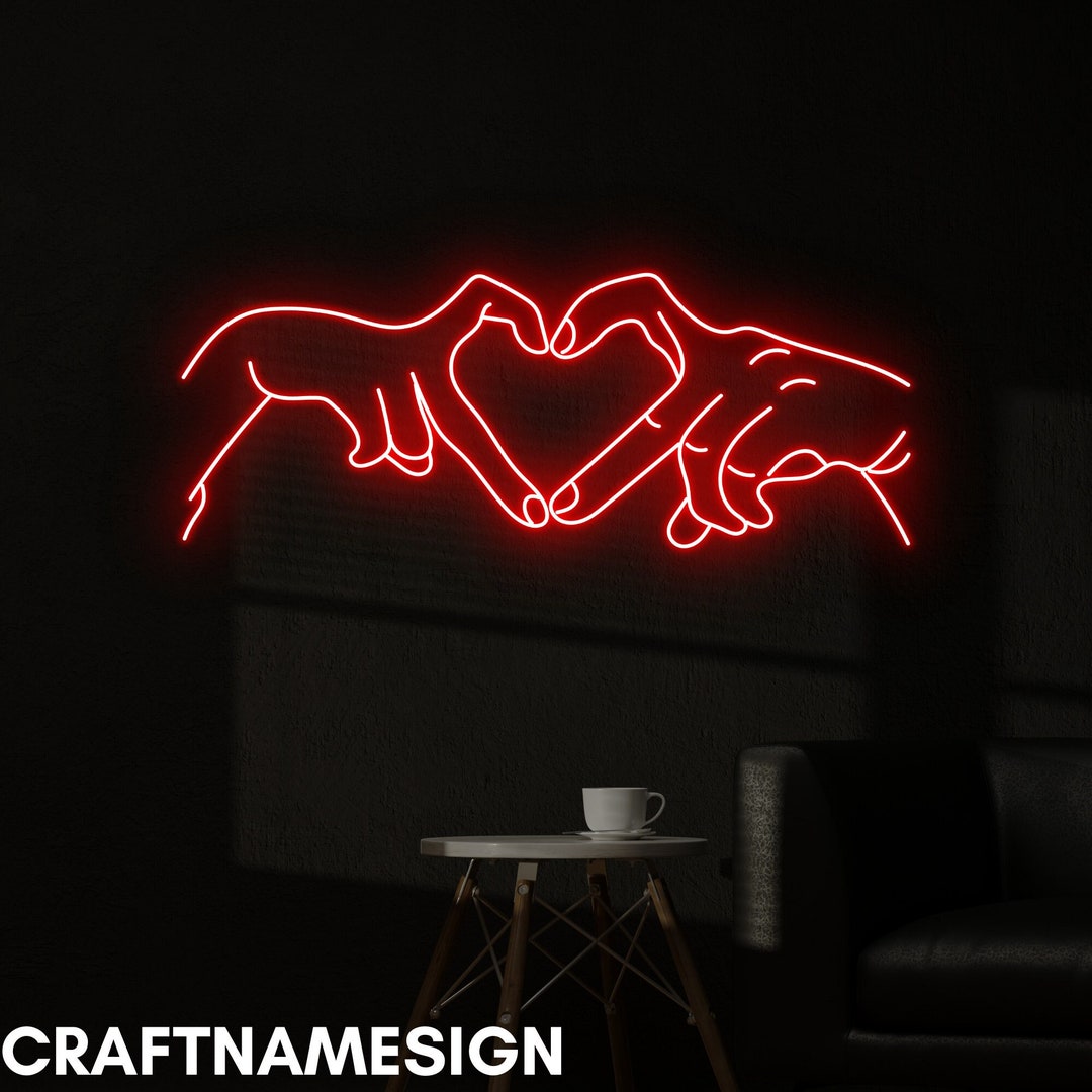 Hand Heart Neon Sign, Hand Heart Valentine Led Sign, Custom Neon Sign