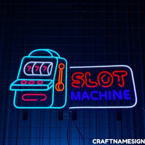 Slot Machine Neon Sign, Slot Machine Led Sign, Custom Neon Sign, Casino Bar Lounge Decor, Gambling Room Light, Jackpot Casino Wall Decor
