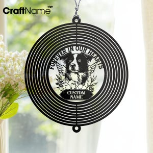 Custom Australian Shepherd Dog Memorial Wind Spinner Metal Sign, Personalized Australian Shepherd Dog Garden Memorial Wind Spinner
