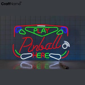 Play Pinball Game Neon Sign, Pinball Game Led Sign, Custom Neon Sign, Game Bar Decor, Gamer Room Wall Art, Christmas Gifts For Him