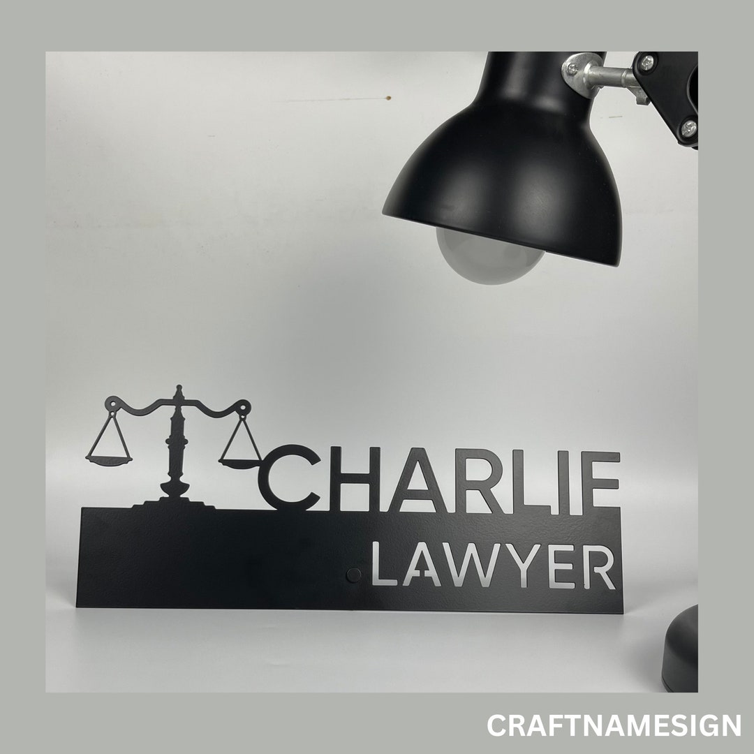 Wooden Lawyer Desk Name Plate, Metal Nameplate for Desk, Desk Nameplate