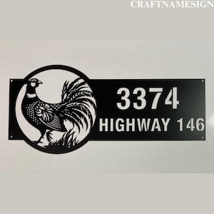 Personalized Peacock House Number Address Metal Sign, Peacock House Number Hanging Address Plaque, Outdoor House Number, Outdoor Sign