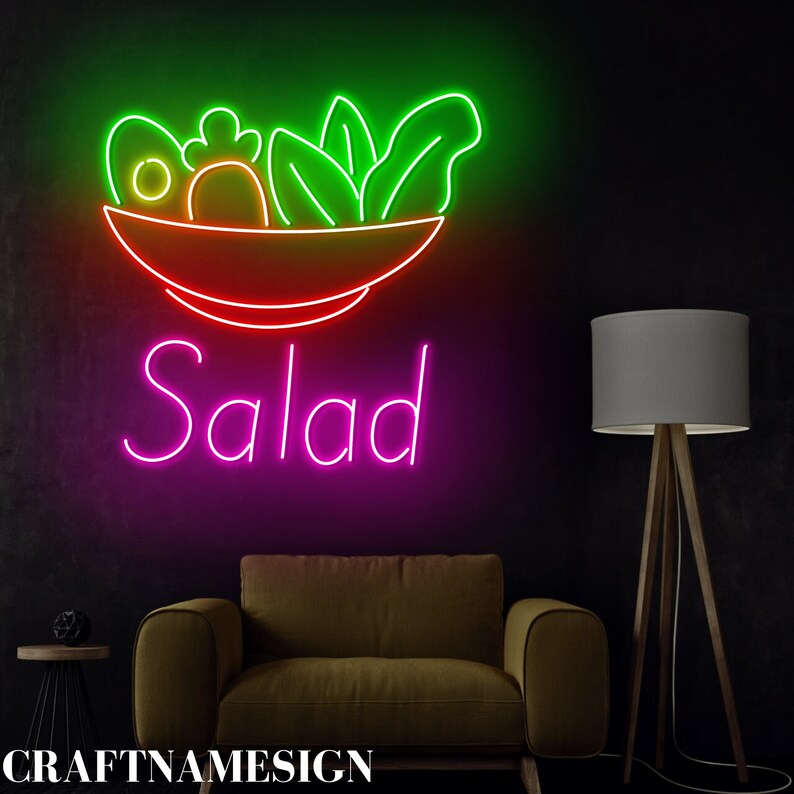 Salad Neon Sign, Vegetable Salad Led Sign, Open Salad Shop Neon Light ...