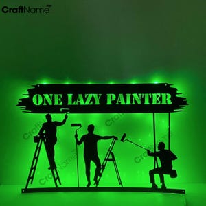 Custom Painting Service Metal Sign, Painter Led Sign, Personalized Painter Name Metal Sign, Painting Team Wall Art Led Lights