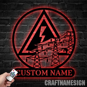 Custom Electrical Engineer Metal Wall Art LED Light, Personalized Electrical Engineer Name Sign Home Decor, Gifts For Electrical Engineer