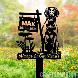 Personalized Golden Labrador Retriever Dog Memorial Metal Stake For Garden Decor, Memorial Plaque with Stake, Grave Marker, Metal Yard Stake