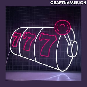 777 Slot Machine Neon Sign, Slot Machine Led Sign, Custom Neon Sign, Casino Bar Lounge Decor, Gambling Room Light, Jackpot Casino Wall Decor