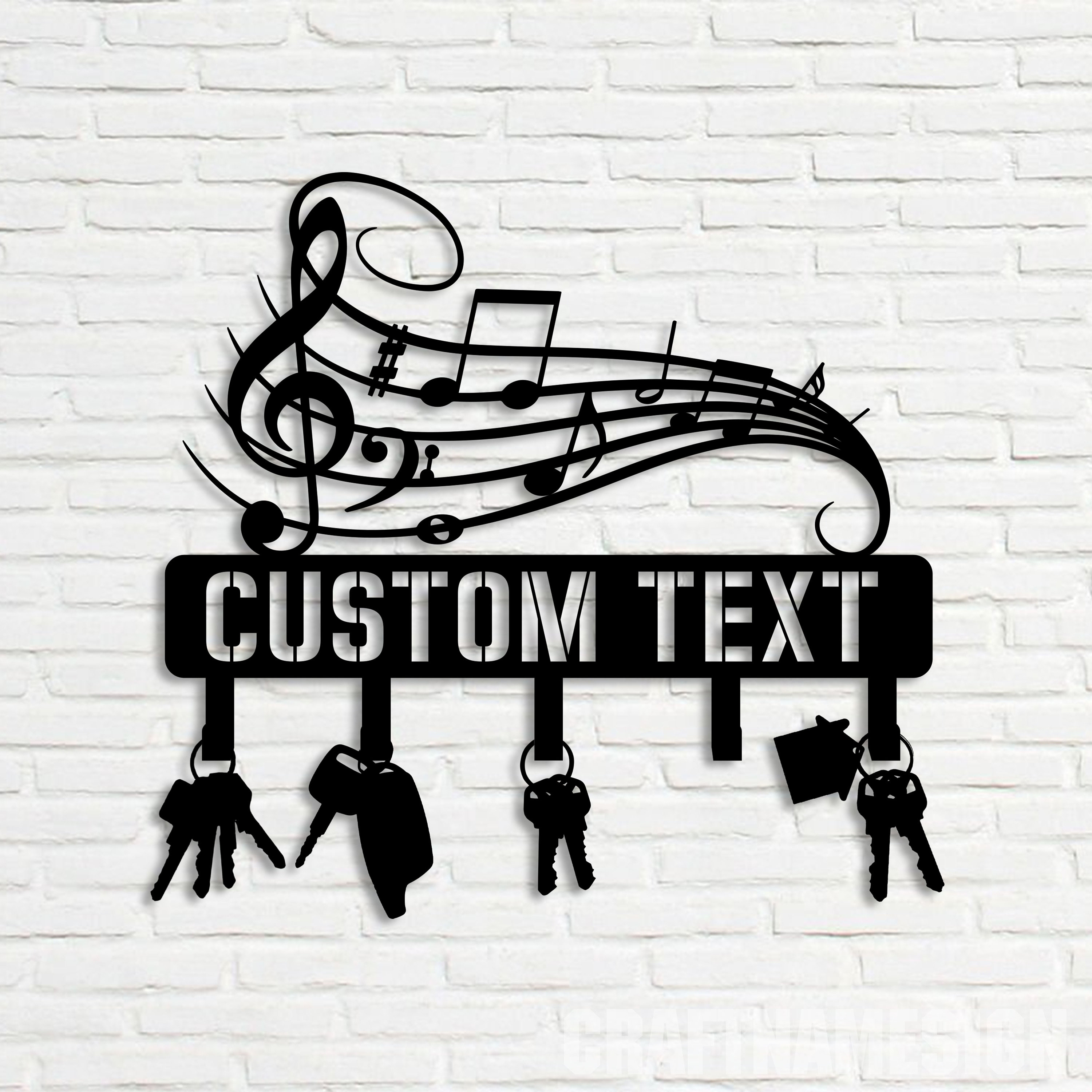 Musical Note Coat Rack Custom Music Metal Key Holder, Musical Notes Decorative Key Holder ...