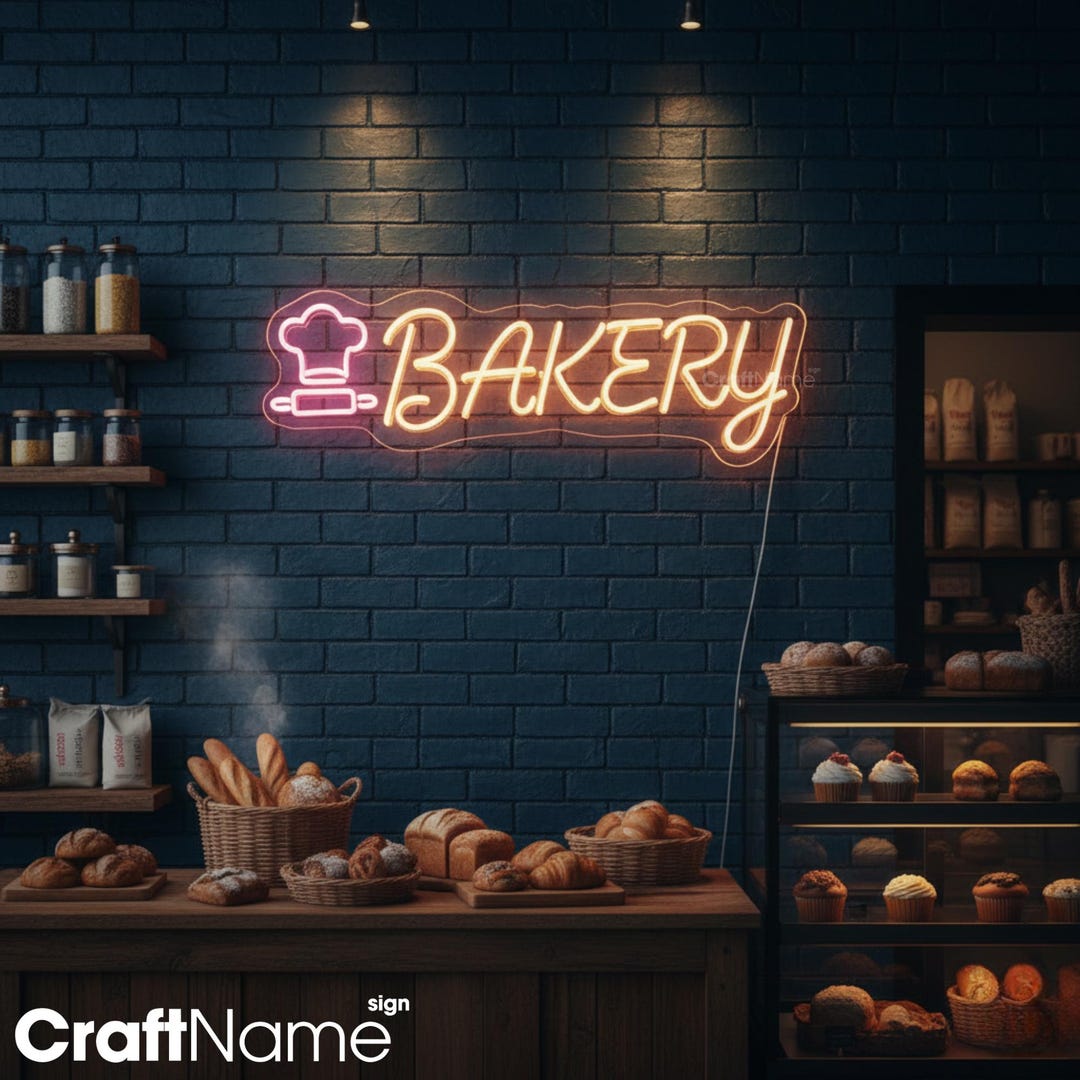 Bakery Neon Sign, Bread & Pastry LED Wall Art for Bakery Shop or Cafe ...