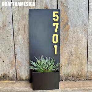 Custom Succulents Planter House Number Sign, Hanging Planter Address Plaque, Address Planter Box, Weather Resistant Steel Address Planter