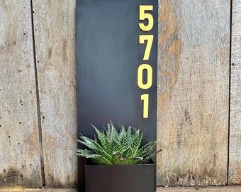 Kundenspezifisches Sukkulenten-Pflanzer-Hausnummer-Zeichen, hängende Blumentopf-Adressen-Plakette, Adresse-Blumentopfkasten, wetterbeständiger Stahl-Adressen-Blumentopf
