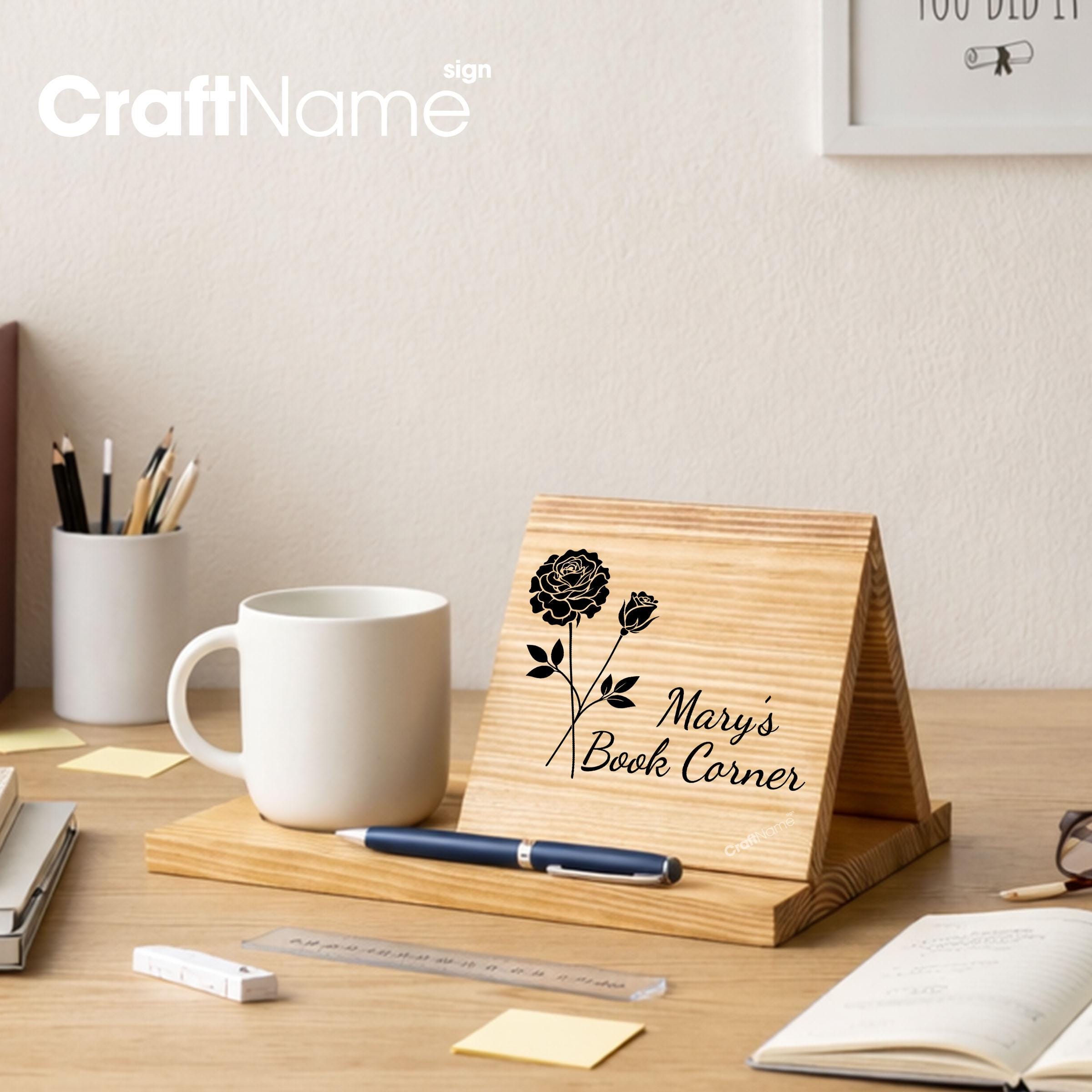 Personalized Wooden Book Holder, Custom Book Stand for Home Library or ...