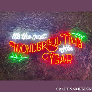 It&#39;s The Most Wonderful Time Of The Year Neon Sign, Christmas Holiday Led Sign, Xmas Holiday Wall Decor, Merry Christmas Wall Led Sign