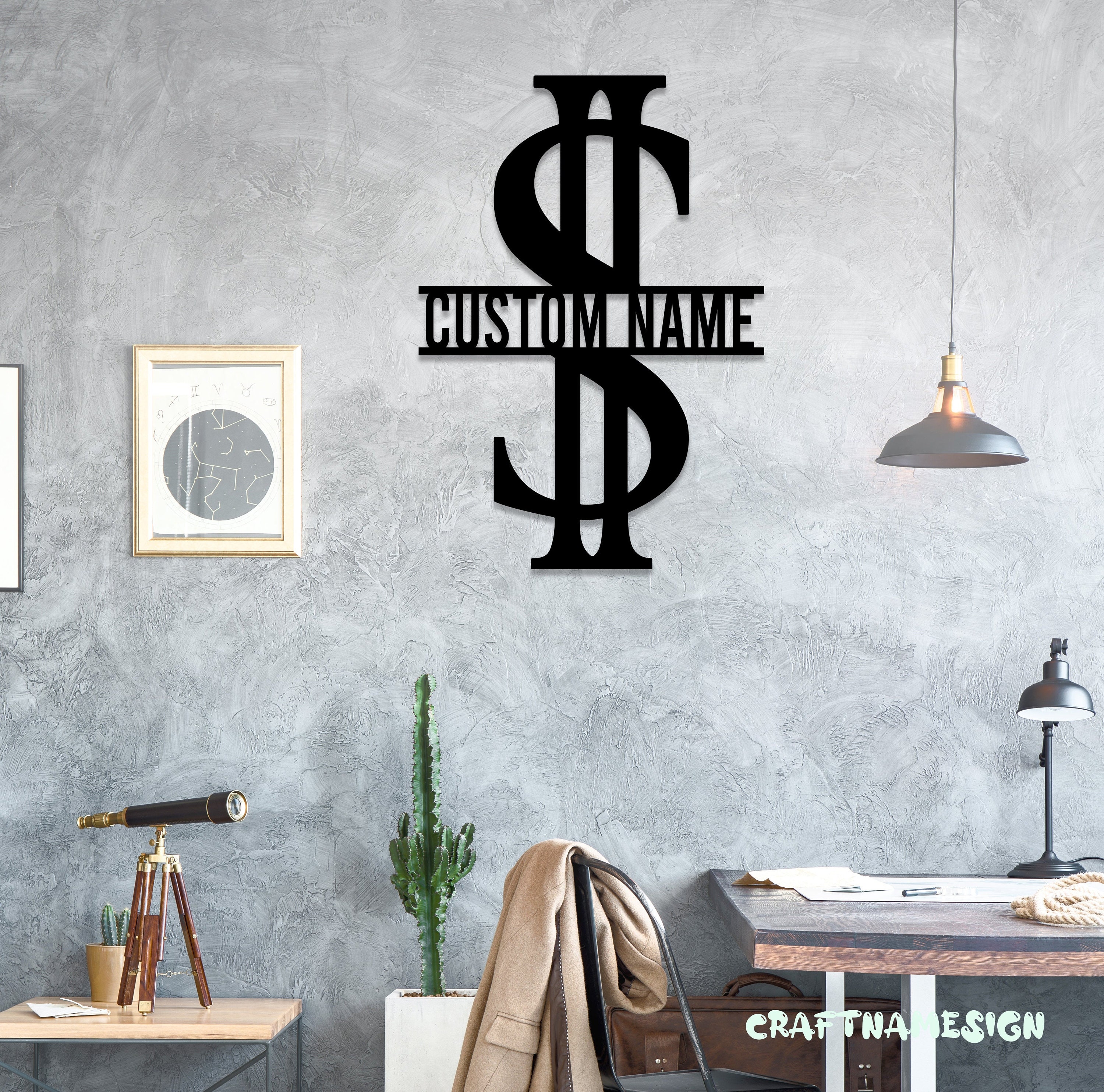 Custom Dollar Money Symbol Metal Wall Art Led Light Personalized ...