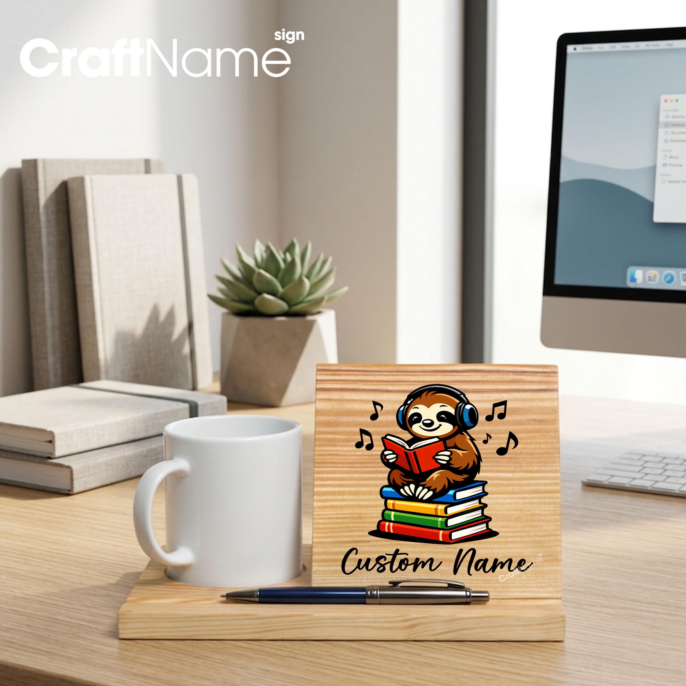Personalized Sloth Wooden Book Stand, Custom Book Holder for Desk or ...