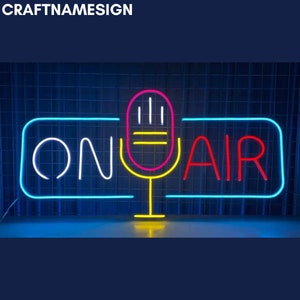 Podcast On Air Neon Sign, Podcast Music On Air Led Sign, Custom Neon Sign, Recording Studio Wall Decor, Podcast Radio Music Club Wall Art