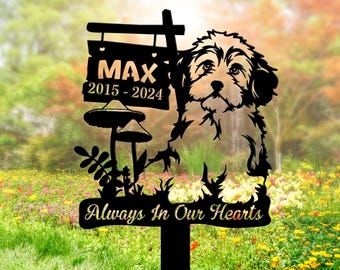 Estaca conmemorativa personalizada para cementerio de bichón frisé, estaca conmemorativa para jardín con placa, marcador de tumba, estaca metálica para jardín, estaca para jardín