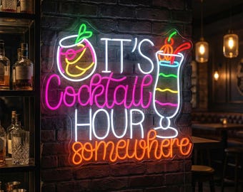 Cocktail neonskylt, livfull LED-väggkonst för hemmabar eller kök, modern neondekor för sällskapsutrymmen, lounger och bar