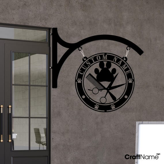 Custom Dog Grooming Metal Steel Hanging Sign, Large Metal Laser