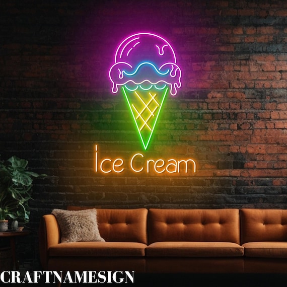 Ice Cream Led Sign, Ice Cream Shop Signboard Neon Sign, Custom