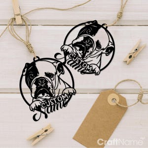 Personalisierte englische Bulldogge Verzierung Metallwand-Kunst, Verzierung für Weihnachten Wohnkultur, kundenspezifisches Hundeliebhaber-Namensschild, Verzierungs-Wandbehänge