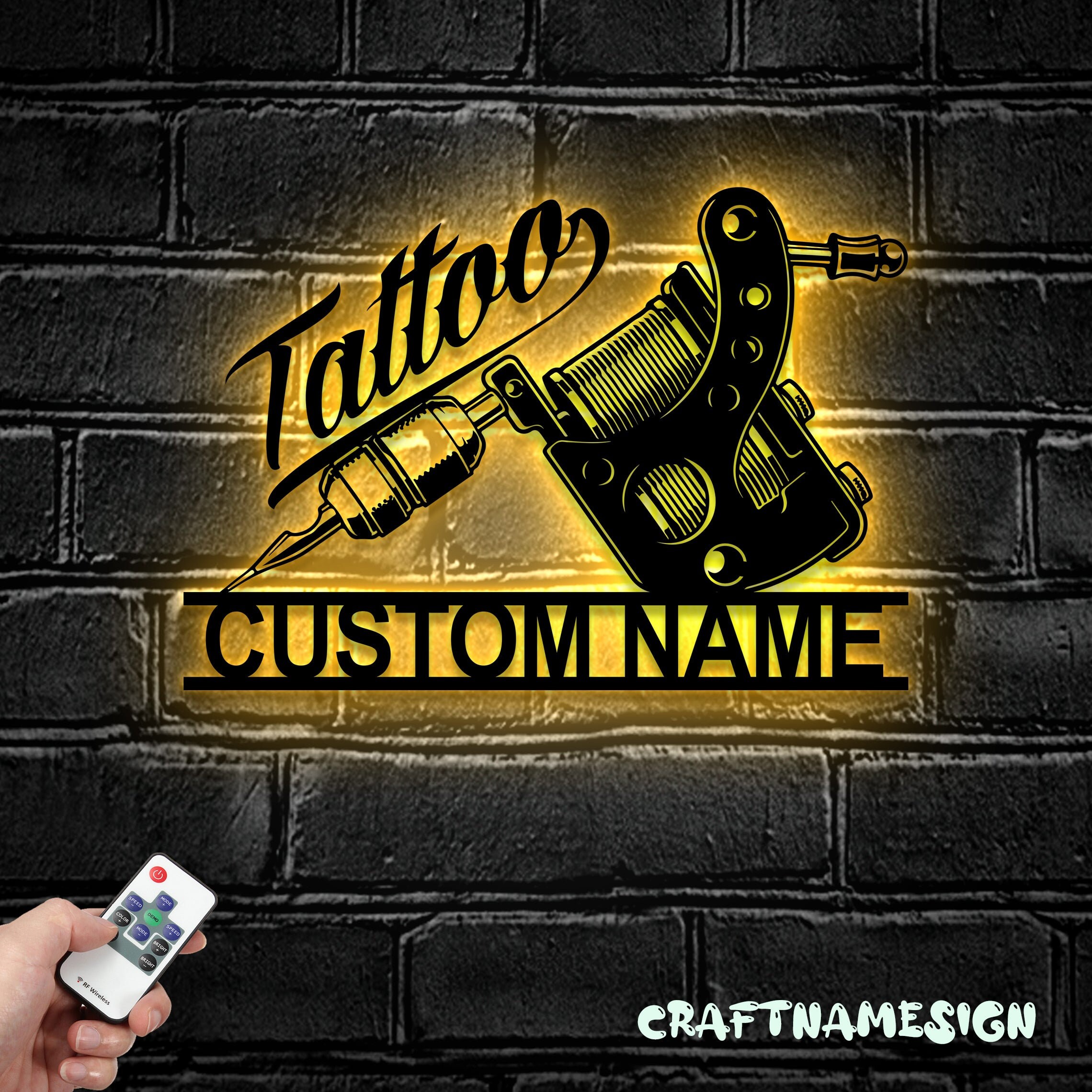 Custom Tattoo Artist Metal Wall Art LED Light - Personalized Ink