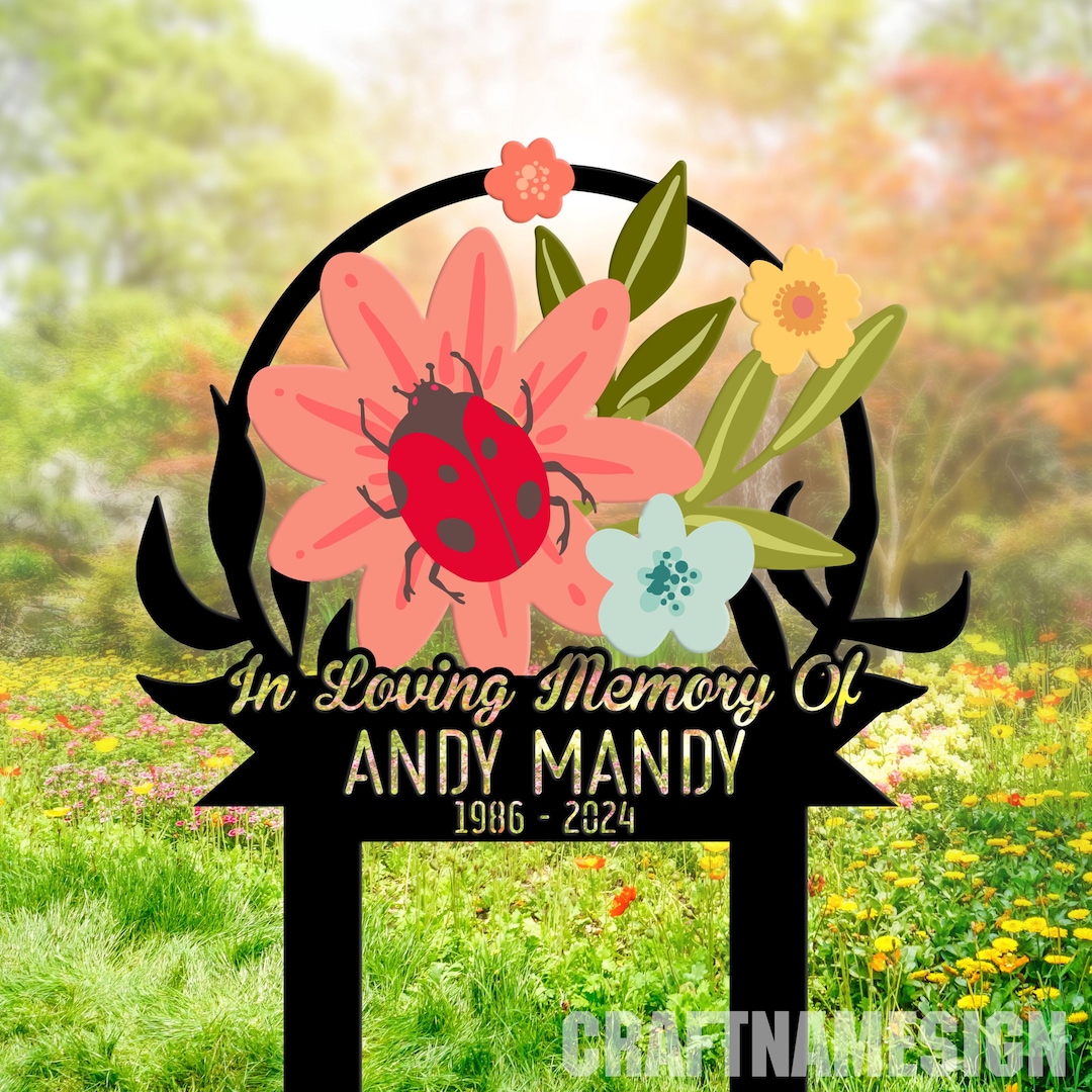 Custom Ladybugs Flower Memorial Stake, Personalized Mom Loss Ladybug ...