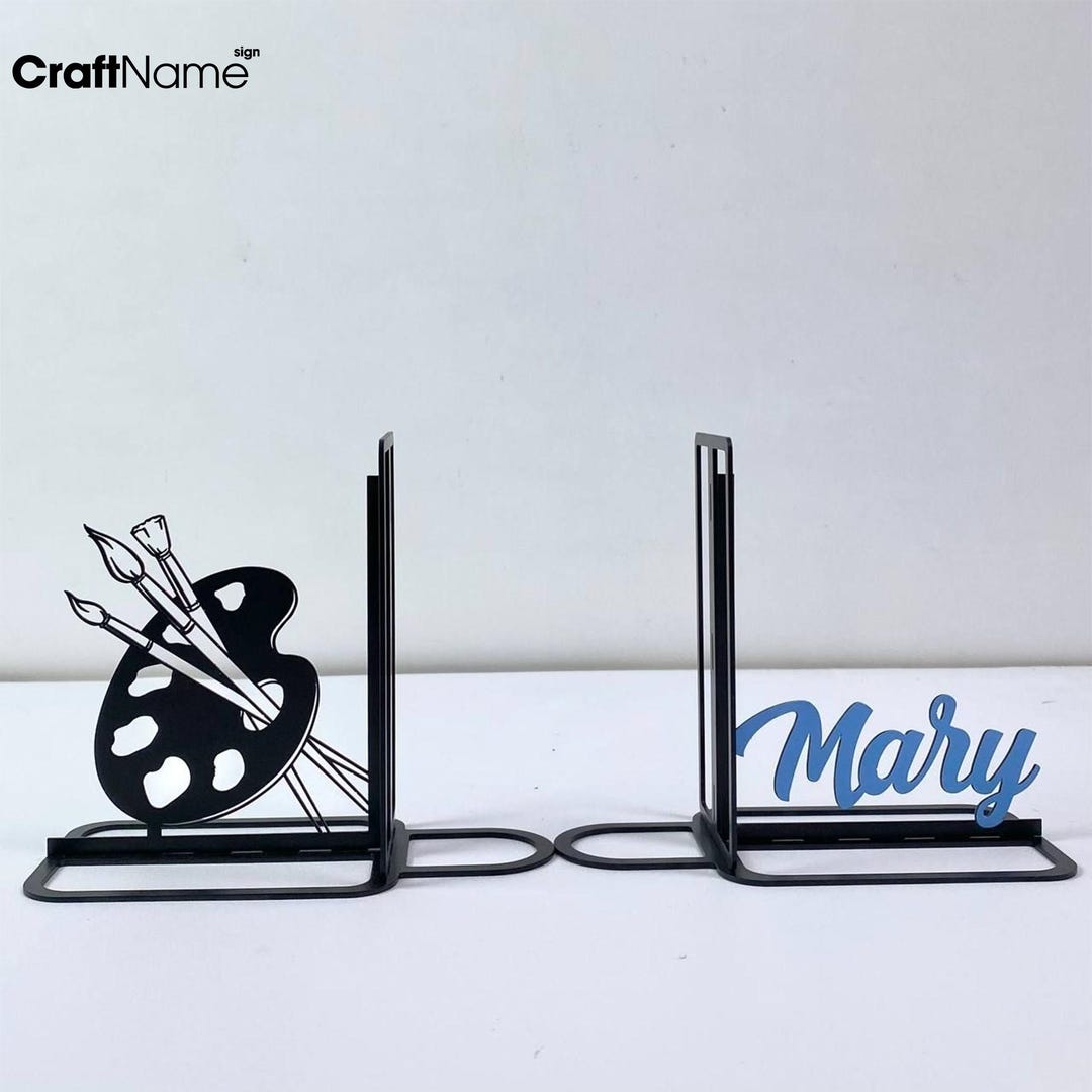 Personalized Painting Artist Metal Black Bookend Sign, Custom Artist ...