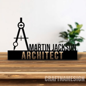 Custom Wooden Architect Desk Name Plate, Architecture Metal Nameplate for desk, Desk Nameplate, Office Decor, Desk Name Plate, New Job Gift image 6