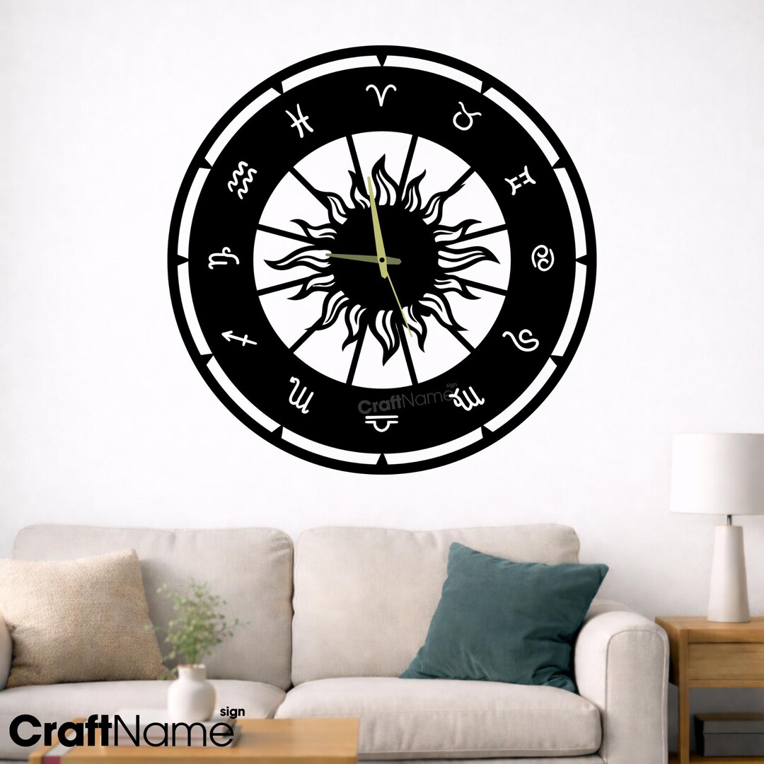 Zodiac Metal Wall Clock, Celestial Sun Clock With Roman Numeral, Gift ...