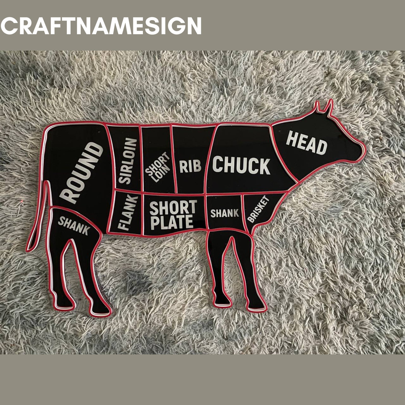 Cow Butcher Neon Sign, BBQ Cow Butcher Led Sign, Custom Neon Sign, BBQ ...
