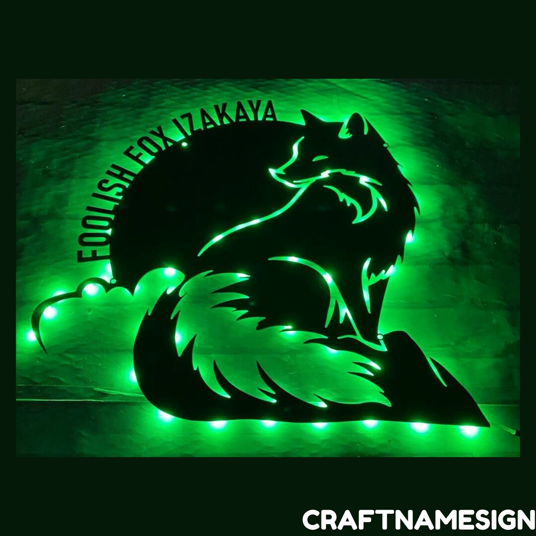 Custom Fox Metal Sign, Nine-tailed Fox Led Sign, Personalized Fox Lover ...