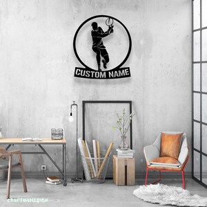 Tennis Racket Sign Custom Custom Tennis Racket Metal Wall Art LED Light - Personalized Tennis ...