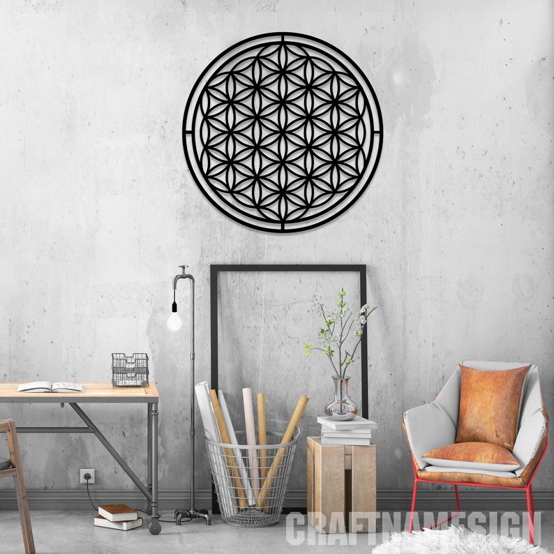 Sacred Geometry Metal Wall Art Led Light, Home Meditation Metal Yoga ...